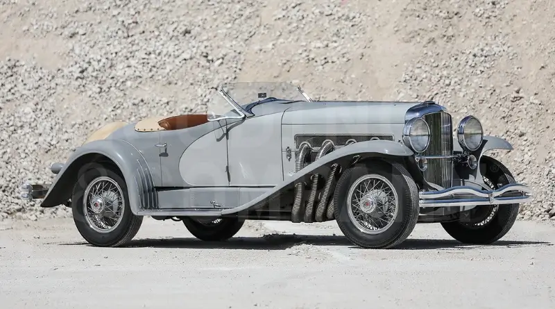 grey colour 1935 Duesenberg Model SSJ most expensive cars ever sold at mecum auction