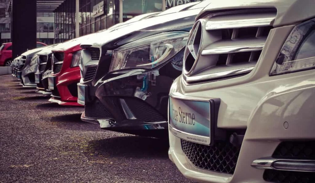 Mercedes Benz Parked in a Row