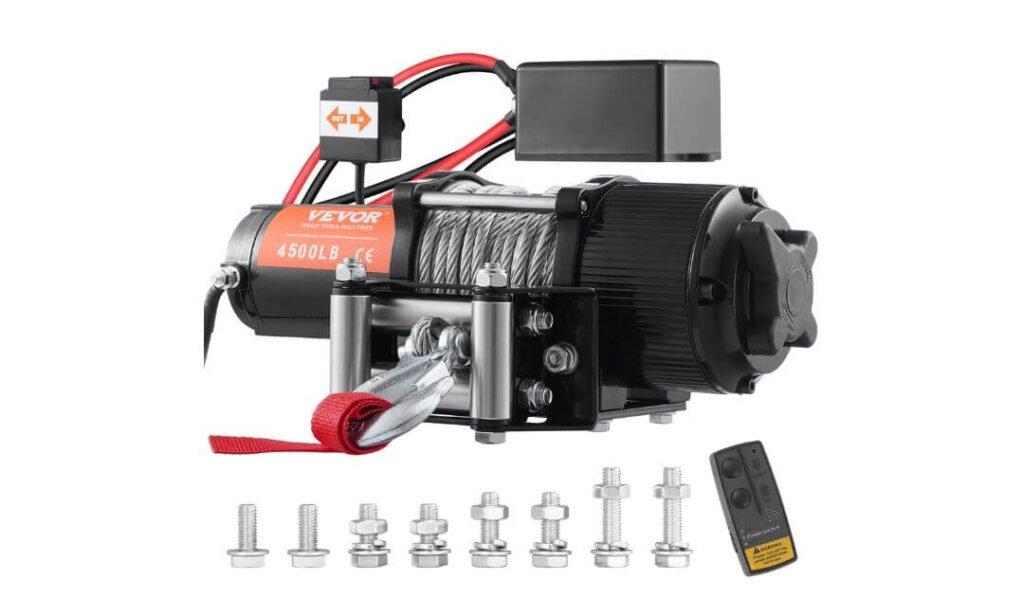 VEVOR 4500 lb ATV Winch with Steel Cable and 4-Way Fairlead